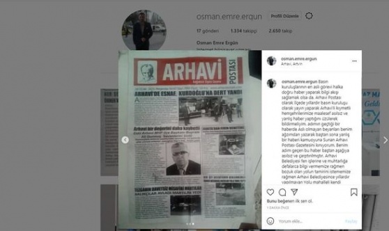 Arhavi Postası Gazetesinin Haberine Tepki Geldi