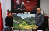 GENÇ RESSAMDAN BAŞKAN ELÇİN’E ZİYARET